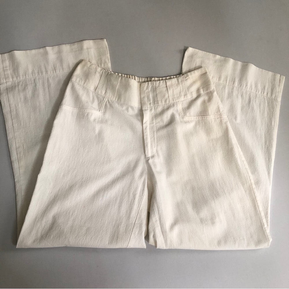 Soft Surroundings wide leg white textured summer pants Petite Small